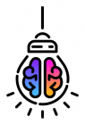 Multi colored brain in bulb as logo for smart sales agency
